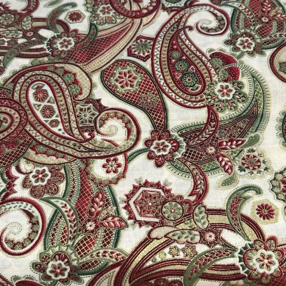Imperial Collection Paisley Cotton Quilting Fabric Red Green Gold 31
